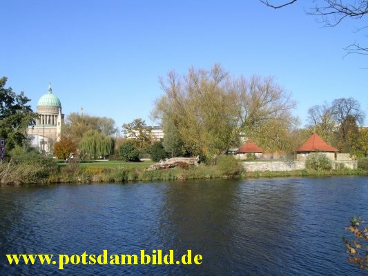 Blick ber die Freundschaftsinsel zur Nikolaikirche