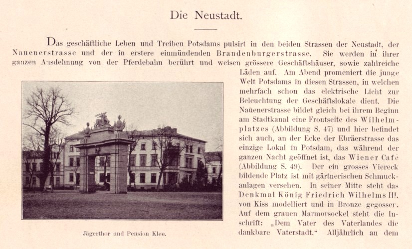 Die Neustadt Potsdam - Jgerthor und Pension Klee