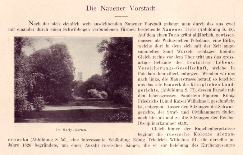 Die Nauener Vorstadt Potsdams - Im Marly Garten