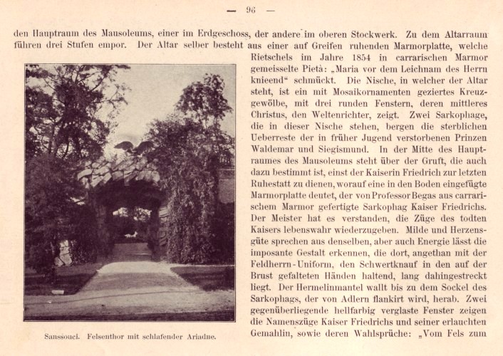 Die Brandenburger Vorstadt Potsdams - Sanssouci Felsenthor mit schlaffendes Ariane 