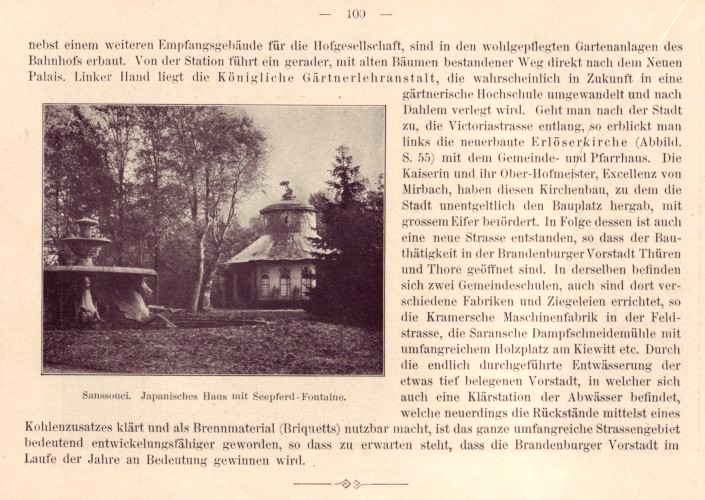 Die Brandenburger Vorstadt Potsdams - Sanssouci Japanisches Haus mit Seepferd Fontaine 