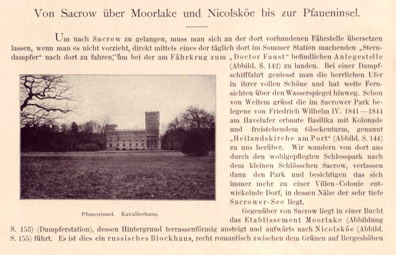 Sacrow, Moorlake, Nicolsköe, Pfaueninsel - Kavalierhaus